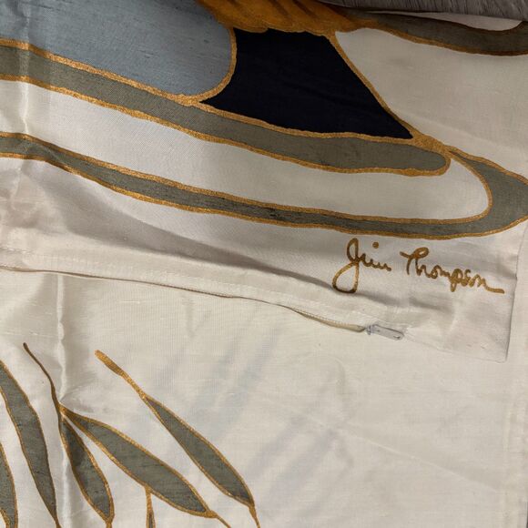 Jim Thompson Signed Thai Silk Pillow Case Duck Motif Decor - Picture 4 of 4